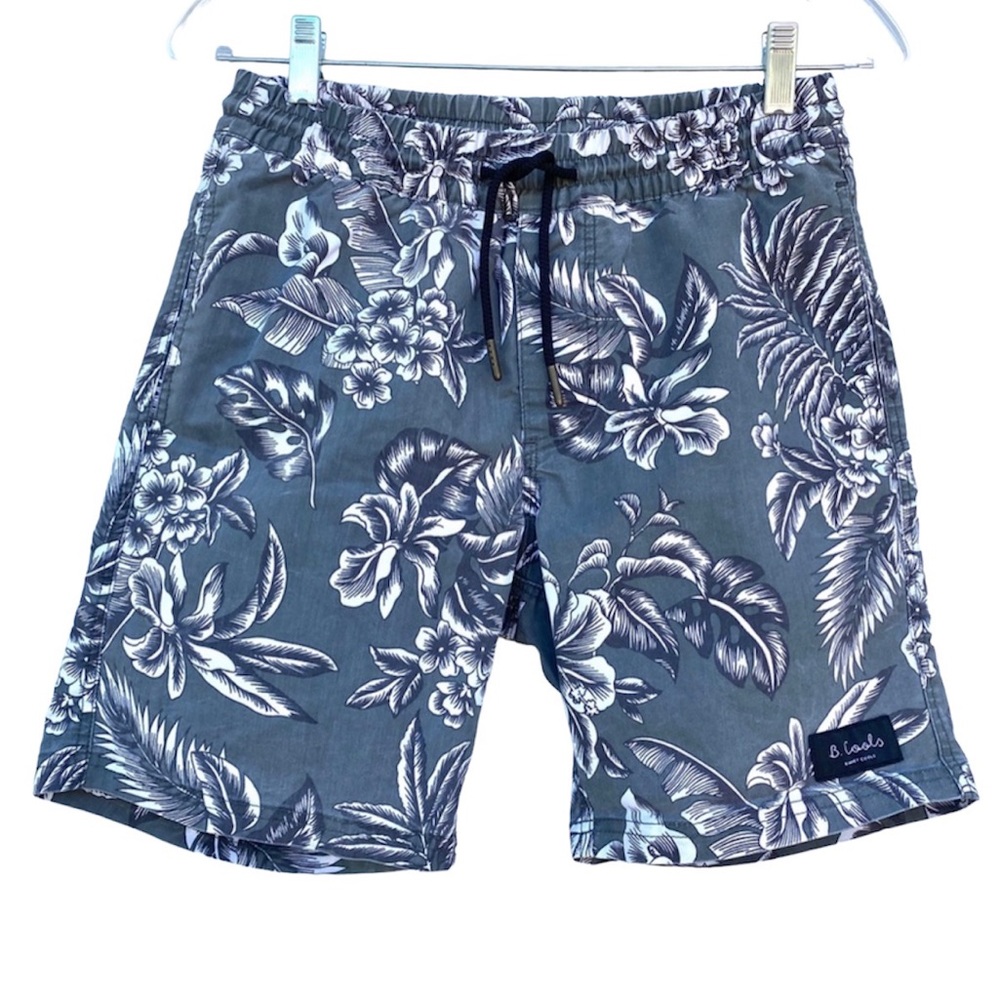 Barney cools board shorts swim pockets Hawaiian tropical mens 30 drawstring boys
